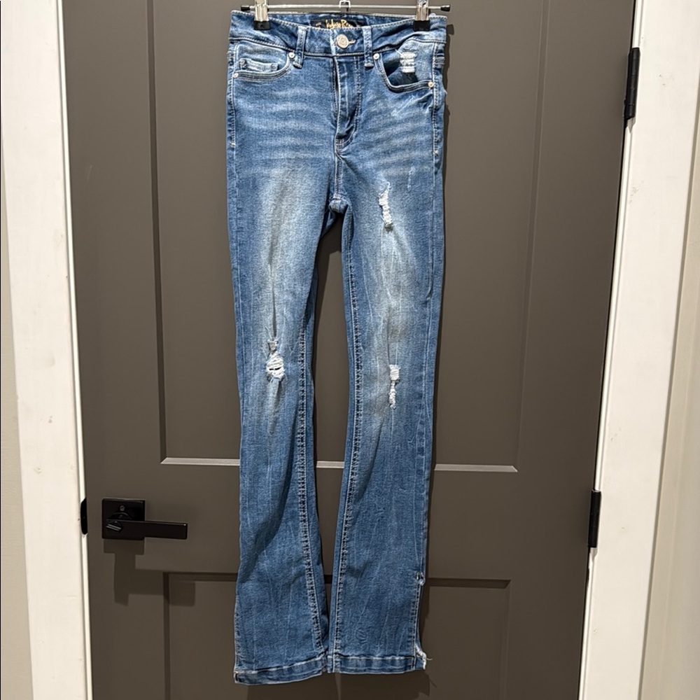 Indigo Rein Split Hem Bootcut Jeans